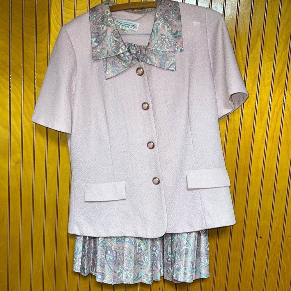Vintage Pablo Collection Skirt Suit 2-Piece Set – Size 12 – RN46928 – Pink